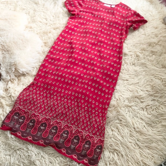 Nordstrom | Red Black Maxi Dress Floral Print Slit Large Paisley Print - Picture 3 of 11